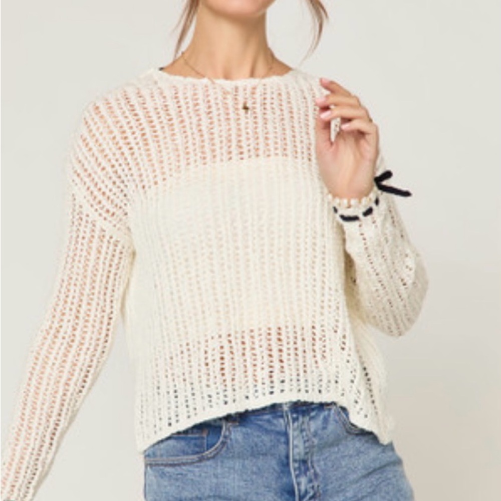 Brandy Melville Oversized Sheer Wool Sweater | Ivory | One Size